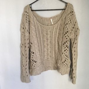 Free People Beige Wide Neck Sweater